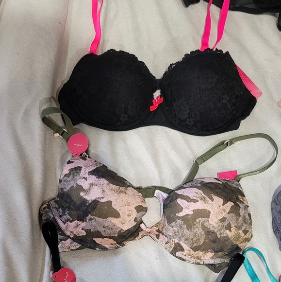 New 7 Piece 34B Bra Bundle Push Up Etc Black Lace Turquoise Camo Hot Pink Nude - Picture 8 of 12